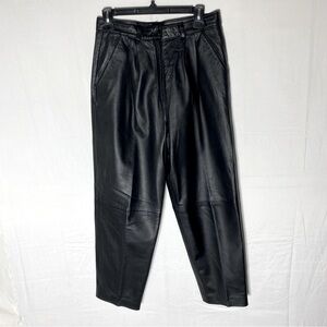 Vintage Ocean West Black Leather Relaxed Baggy Fit High Rise Pants 28 Rocker